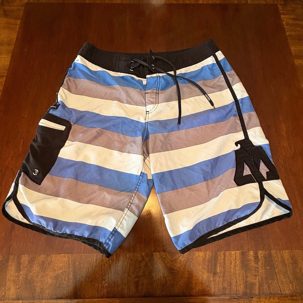 Matix Phantom Striped Board Shorts Surf Swim Trunks Size 32